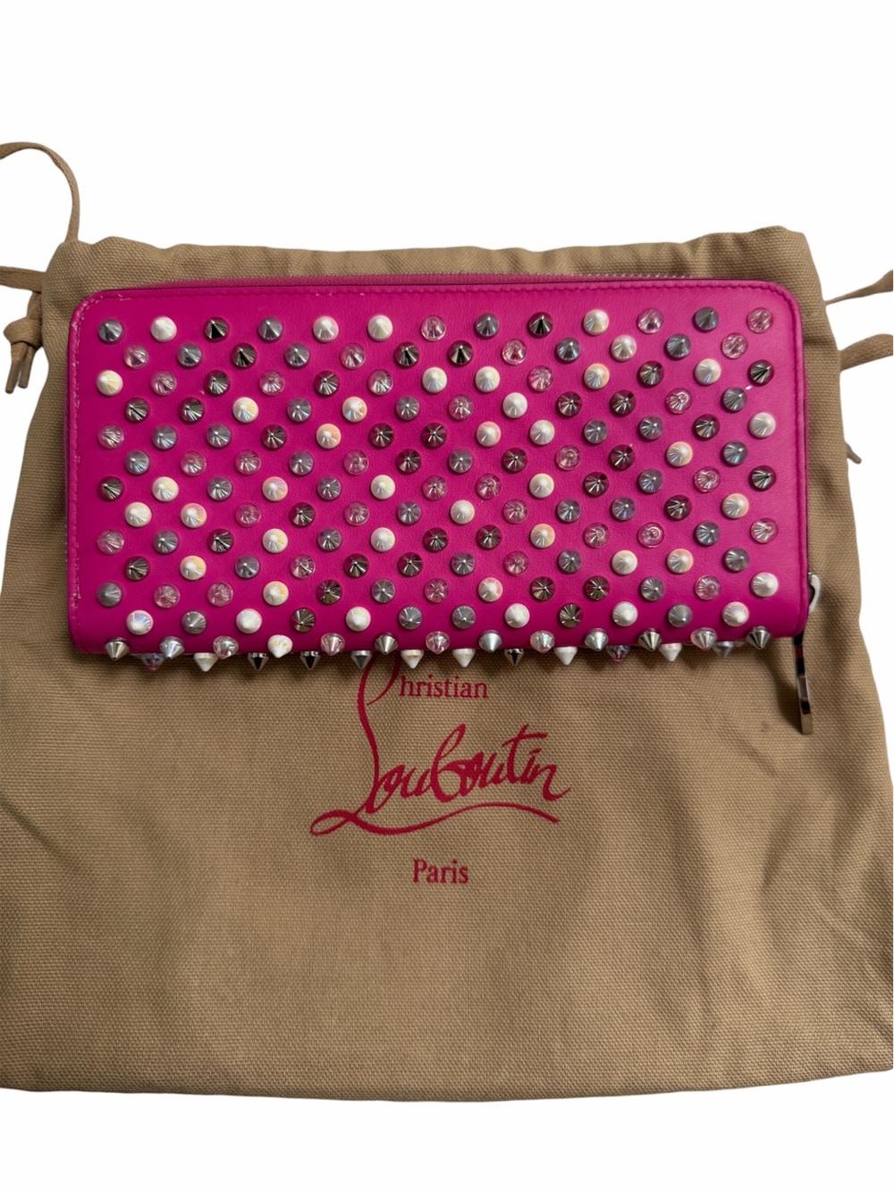 Christian Louboutin Panettone Leather Spikes Zip Wallet